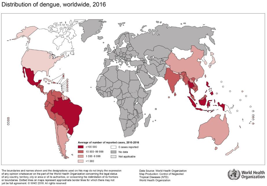 Carte De La Dengue Dans Le Monde